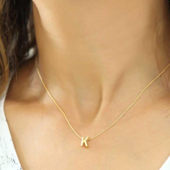 Silver Gold 3D Letter K Women’s Necklace