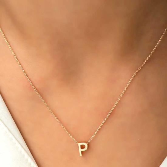 Silver Gold 3D Letter P Women’s Necklace