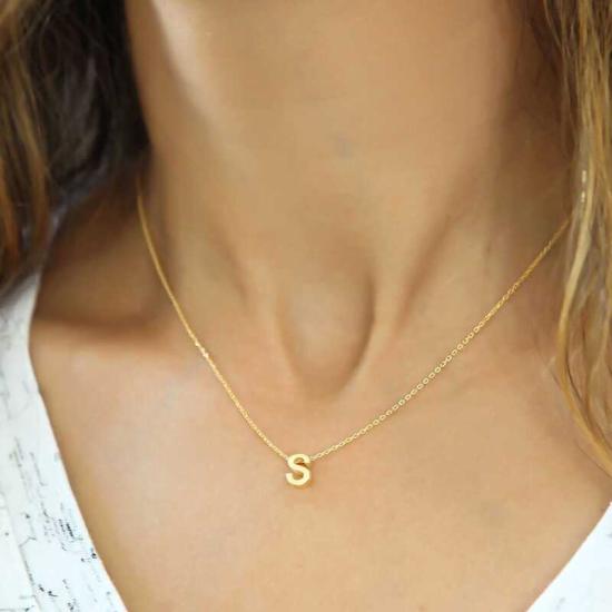 Silver Gold 3D Letter S Women’s Necklace
