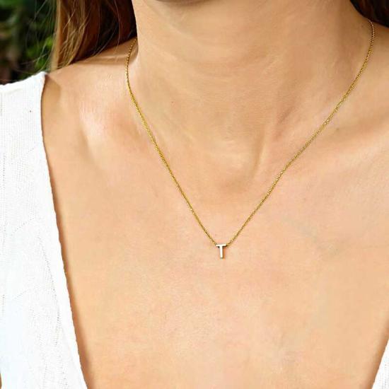 Silver Gold 3D Letter T Women’s Necklace