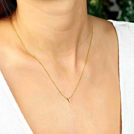 Silver Gold 3D Y Letter Women’s Necklace