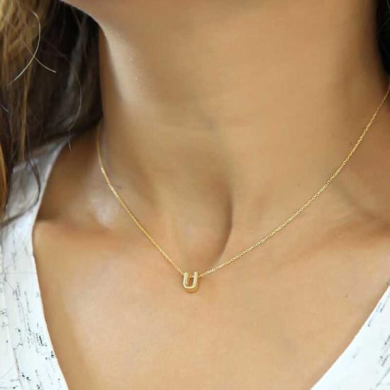 Silver Gold 3D U Letter Women’s Necklace