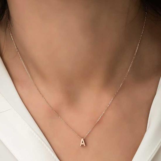 Silver Rose 3D Letter A Women’s Necklace