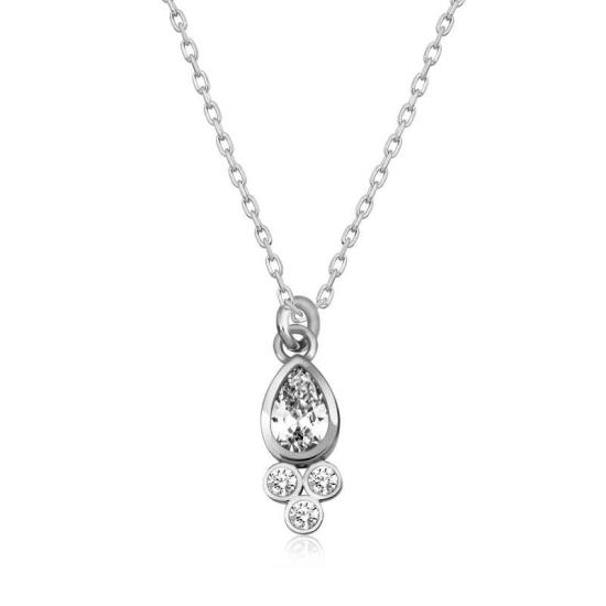 Silver Dew Drop Solitaire Women’s Necklace