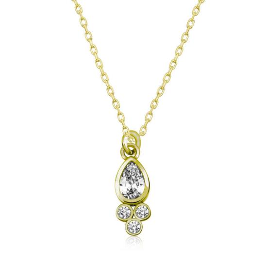 Silver Gold Dew Drop Solitaire Women’s Necklace