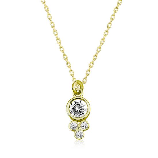 Silver Gold Dew Drop Round Solitaire Women’s Necklace