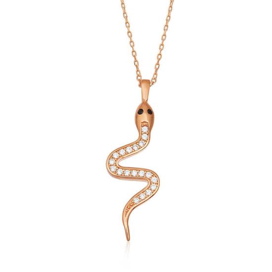 Silver Rose Snake Women’s Necklace