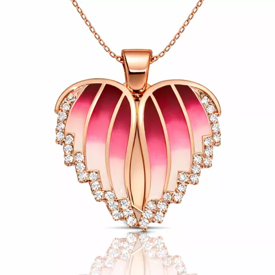 Gümüş Rose Kalpli İsimli Bayan Kolye