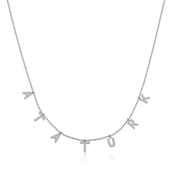 Silver Ataturk Written Women’s Necklace
