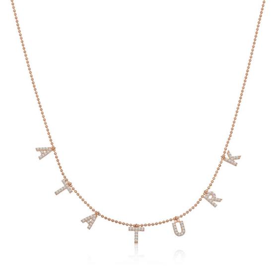 Silver Rose Atatürk Written Women’s Necklace