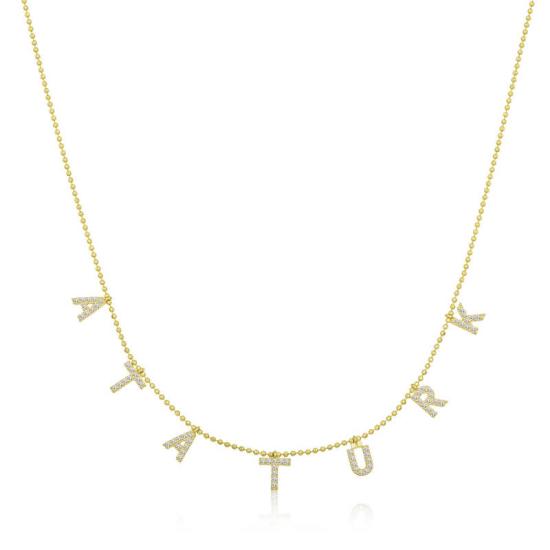 Silver Gold Atatürk Written Women’s Necklace