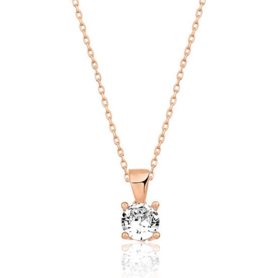 Silver Rose Single Stone Necklace