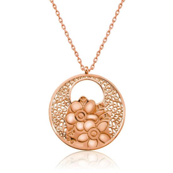 Silver Rose Flower of Life Necklace