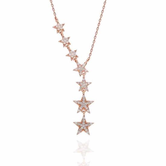 Silver Rose Shooting Stars Women’s Necklace