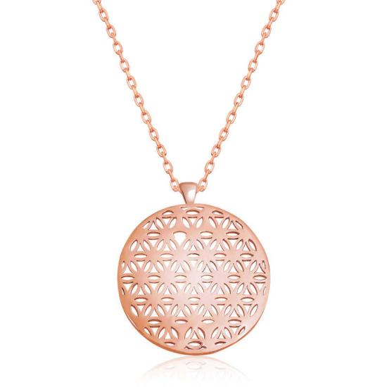 Silver Rose Flower of Life Necklace