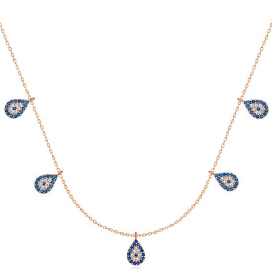 Silver Rose Evil Eye Lucky Women’s Necklace