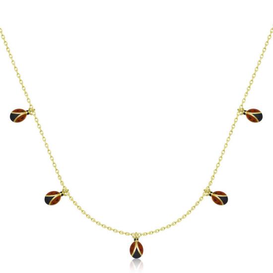 Gümüş Gold Uğur Böceği Şans Kadın Kolye