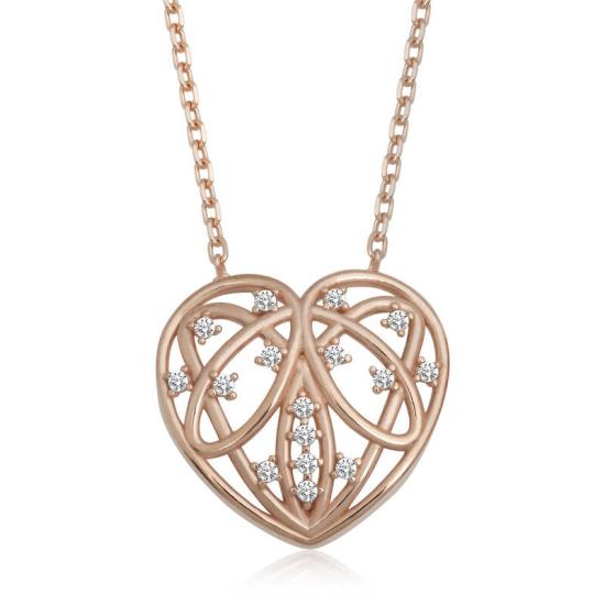 Silver Rose Domed Heart Women’s Necklace