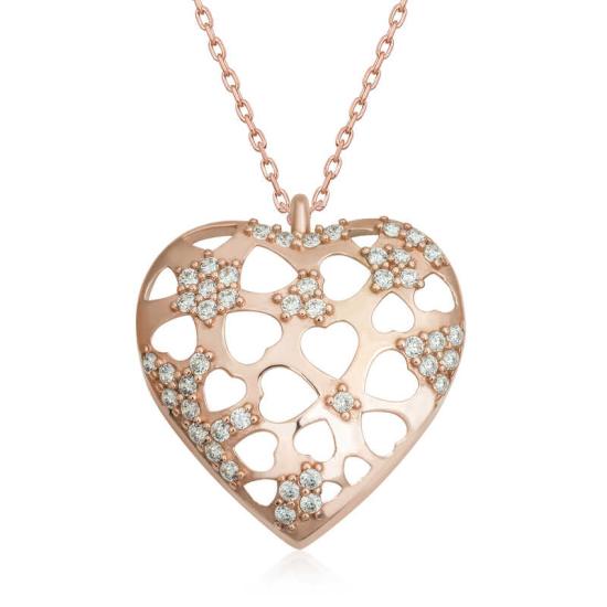 Silver Rose Domed Heart Women’s Necklace