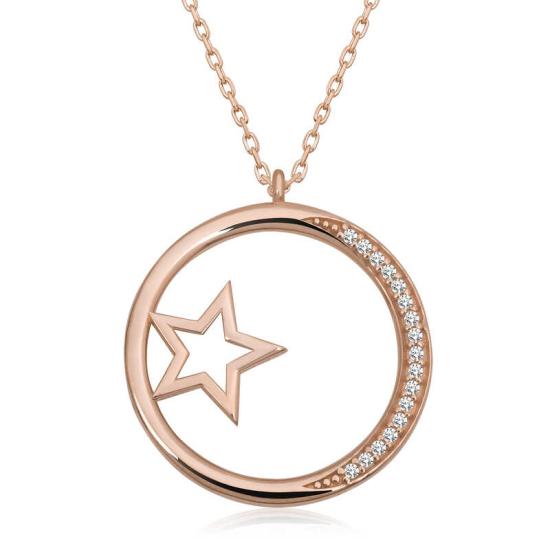 Silver Rose Star Detailed Hoop Women’s Necklace