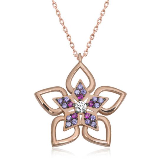 Silver Rose Flower Women’s Necklace