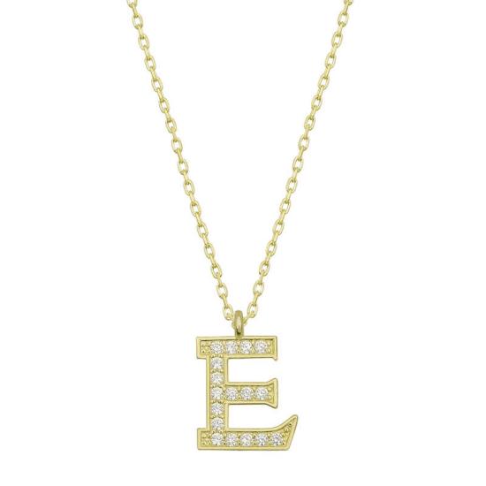 Silver Gold Letter E Women’s Necklace