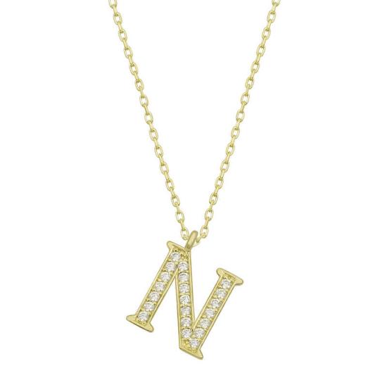 Silver Gold Letter N Women’s Necklace