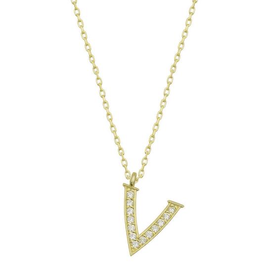 Silver Gold Letter V Women’s Necklace