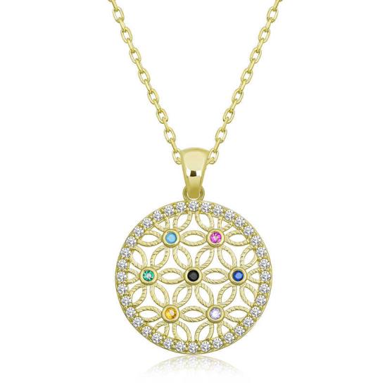 Silver Gold Color Stone Flower of Life Women’s Necklace