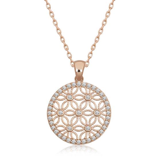 Silver Rose White Stone Flower of Life Women’s Necklace