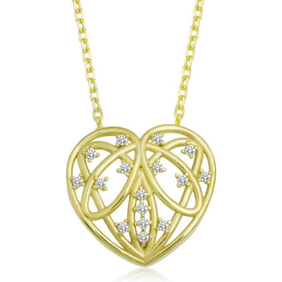 Silver Gold Domed Heart Women’s Necklace