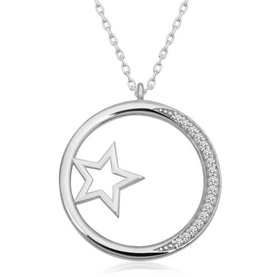 Silver Star Detailed Hoop Women’s Necklace