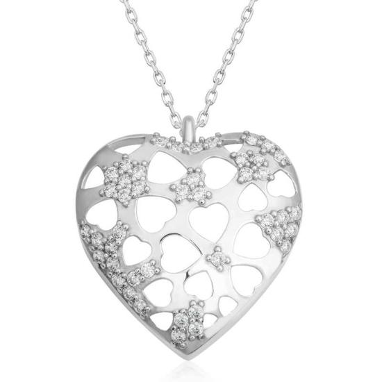 Silver Domed Heart Women’s Necklace
