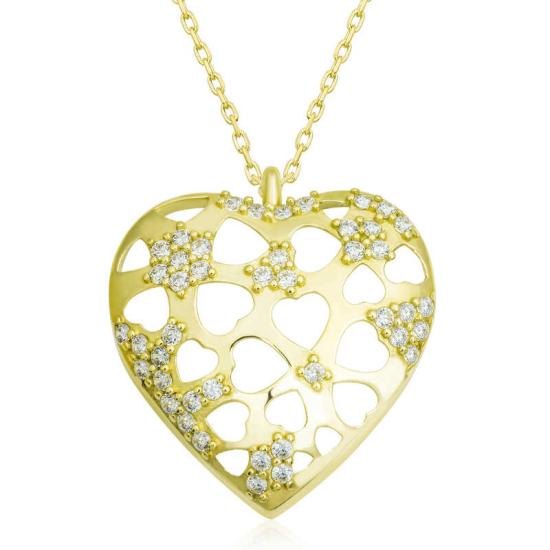 Silver Gold Domed Heart Women’s Necklace