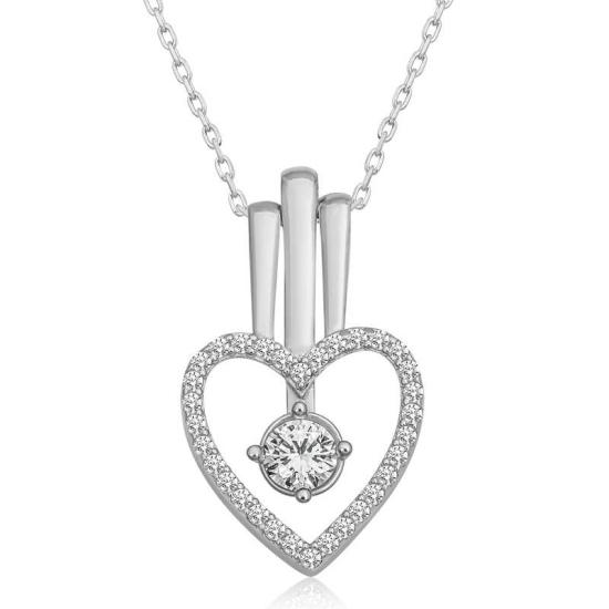 Silver Heart Single Stone Women’s Necklace