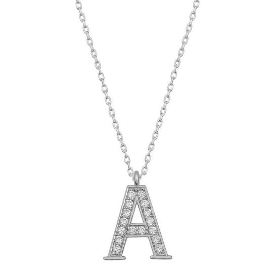 Silver Rhodium Letter A Women’s Necklace