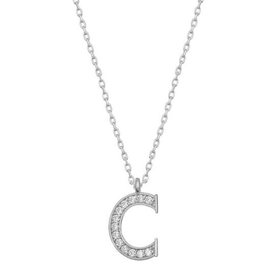 Silver Rhodium Letter C Women’s Necklace