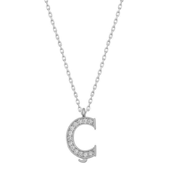 Silver Rhodium Letter C Women’s Necklace