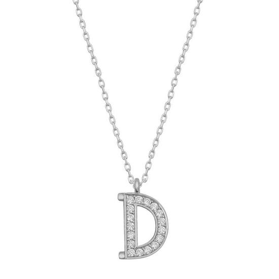 Silver Rhodium Letter D Women’s Necklace