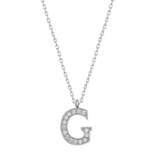 Silver Rhodium Letter G Women’s Necklace