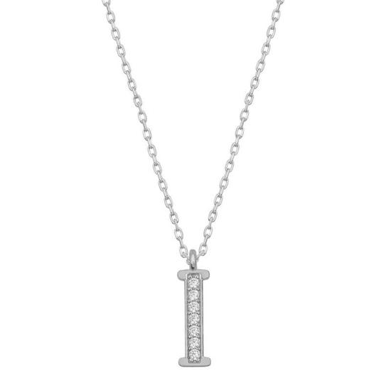 Silver Rhodium Letter I Women’s Necklace