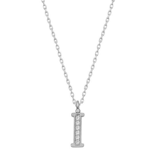 Silver Rhodium Letter I Women’s Necklace