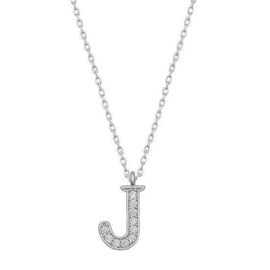 Silver Rhodium Letter J Women’s Necklace