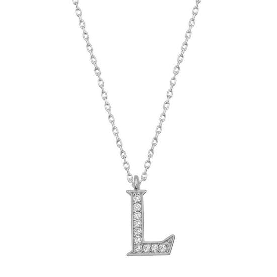 Silver Rhodium Letter L Women’s Necklace