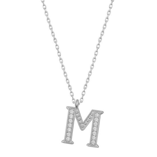 Silver Rhodium Letter M Women’s Necklace