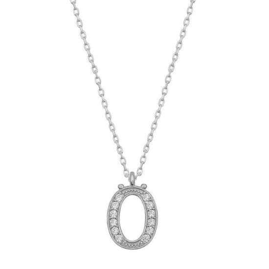 Silver Rhodium Letter O Women’s Necklace