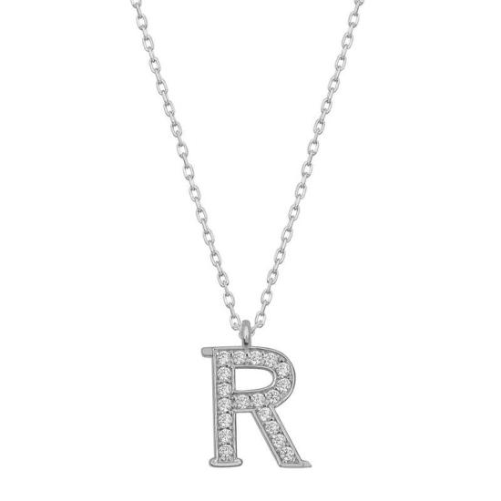 Silver Rhodium Letter R Women’s Necklace
