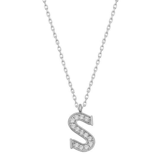 Silver Rhodium Letter S Women’s Necklace