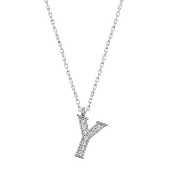 Silver Rhodium Letter Y Women’s Necklace