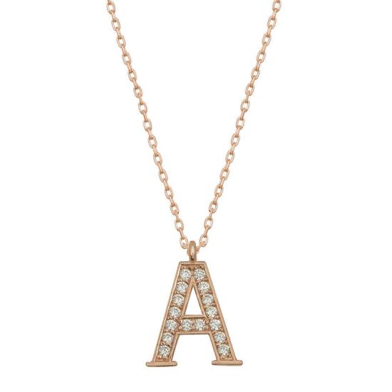 Silver Rose Letter A Women’s Necklace